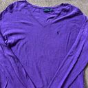 Polo  Ralph Lauren Women's Boyfriend Fit V-Neck Purple Sweater Size L Photo 2