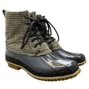 Krass&co G.H. Bass & . Harlequin Brown Duck Boots Women’s Size 8M Houndstooth Lace Up Photo 0