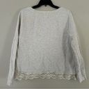 Lou & grey  Light Grey Lace Scalloped Hem Lightweight Crewneck Sweater Large Photo 3