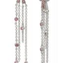 Coach  Antique Bow Pave Dangling Chain Earrings, Silver Tone, Pink Photo 2