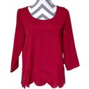 My Beloved -Red Scalloped Blouse w/open Back-Small Photo 0