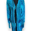 Paris Montana Vintage Salvage Duster Turquoise Blue Burnout Velvet Fringe Silk Size undefined Photo 0