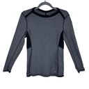 Tek Gear  Gray Striped Long Sleeve Fleece Lined Athletic Shirt Size M Photo 0
