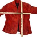 Vera Pelle Designer SAX  Suede Leather Floral Zip Jacket Long Sleeve Size 54 L Photo 4