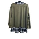 Bloomchic Sweatshirt w/ Plaid Hem and Collar Olive Size 18 Photo 5