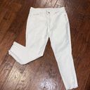 Loft  CURVY SKINNY WHITE JEANS WITH TULIP RAW FRAYED ANKLE SZ 12/31 Photo 0