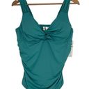 Anne cole  NWT Twist Front Tankini Swim Top Teal Green Size 16W Ruched Adjustable Photo 0