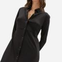 Everlane  Luxe Cotton Button Front Shirt Dress Large Black Collared Long Sleeve M Photo 2