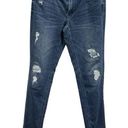 White House | Black Market  Girlfriend Distressed Denim Blue Jeans Women’s 8 Long Photo 0