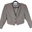 American Vintage Vintage PS Illustrations Tan Cropped Line 3/4 Sleeve Single Breasted Blazer Sz 8 Photo 0