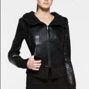 BCBGMAXAZRIA  Black Leather Oakley Hooded Jacket Photo 0