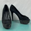 Brian Atwood B  black suede pumps heels crystals size 7.5 Photo 0