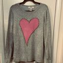 Magaschoni  Gray Sweater Pink Rhinestone Trim Heart Size L Photo 8