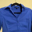 Zac and Rachel  Cobalt Blue Fitted Button Down Blouse Size Medium Photo 4