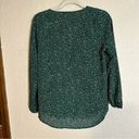 West Kei  Green Long Sleeve Button Down Speckled Flowy Blouse Size Small Photo 4