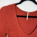 Free People  Viola Rust Knit Sweater Top Studded Bell Sleeves Boho Photo 6