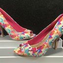 Christian Sirianio Christian Siriano For Payless Size 9.5 Peep Toe Heels 4" Floral Watercolor Photo 4