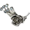 Vintage 1950's Rose Flower BROOCH Pin Silver Metal Leaf Blue Crystal Rhinestones Photo 4