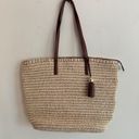 Talbots  Straw Medium Tote Purse Zip Closure Double Handle Tassel Beach Photo 1