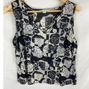 St. John  Patterned Silk Black White Floral Sleeveless Top size Large Photo 0