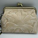 Patricia Nash  Chalk White Embossed Leather Coin Purse Key NEW Kiss lock Photo 0