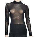 Babaton  Women’s Size M Black Fine Mesh Semi Sheer Long Sleeve Mock Turtleneck Photo 2