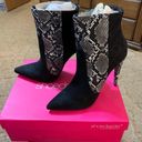 Shoedazzle Heeled Snake Print Suede Booties Photo 0