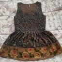 Free People  brown floral smocked fit & flare lined blouse, size XS bohemian Photo 7