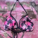 Y2K reversible pink and blue palm tree bikini top with padding Photo 4