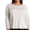 T Tahari Women’s NWT 3X cream soft long sleeved rayon top w/ satin neckline trim Photo 0