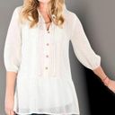 Matilda Jane  Light the Way Pullover Tunic White Pink Sheer Lace Detail Blouse XS Photo 0