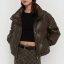 Oak + Fort  WOMEN’S VEGAN LEATHER PUFFER COAT IN TURKISH COFFEE SIZE XS Photo 0