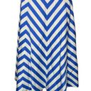 Talbots  Skirt Womens 8 Blue White Chevron A Line Pleated Midi Career Nautical Photo 0