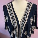 Boho Floral Navy Kimono Longline Open Front Poncho Shawl Medium Photo 1