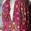 Boohoo  Pink Neon Yellow Snake Print Morocco Deep Plunge One Piece Swimsuit Sz 12 Photo 4