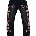 One Teaspoon  - Paradise Scallywags Floral Embroidered Jeans in Black Oak Photo 0