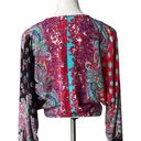 Carole Little  Paisley Boho Blouson Faux Wrap Dolman Sleeve Top, Sz 16 Photo 1