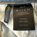 Risen Jeans Women’s Mid Rise Light Wash Straight Crop Stretch Size 26/3 Raw Hem Photo 6