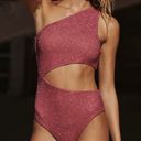 Beach Riot Free People x  Cutout One-Piece Swimsuit Glitter Red Large NWT $178 Photo 3