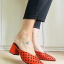 ASOS Polka Dot Starship Mules Orange Red Size 8 US Pointed Toe Kitchy Fun Photo 0