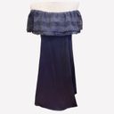 Boden USA Boden Ruffle Navy Blue Off Shoulder Dress Relaxed Fit 6 Tall Boho Photo 5