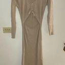 All in Favor NWT  gathered front cutout long sleeve ribbed midi dress M Photo 0