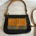  Kinley Crossbody Bag Purse in White and Camel Fossil Cow Hide and black Photo 2