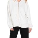 Naked Wardrobe  Pocketed Full Zip Front Hooded French Terry Sweatshirt White SzXL Photo 0