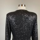 DKNY  Women's Cocktail Dress Size 8 Black Sequined Long Sleeve Tuxedo Sheath Photo 5