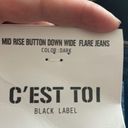 C’EST TOI  Black Label mid rise button fly down wide flare jeans bell bottom 5 26 Photo 8