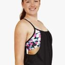 Speedo  Women's Swimsuit Top Tankini Blouson Blue & Black Floral Photo 9