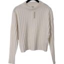 Madewell  Wool Blend Levi Ribbed Mock Cropped Cream Sweater Size Small NWT Photo 1