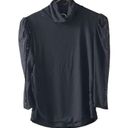 T Tahari  Mesh Three Quarter Sleeve Turtleneck Blouse - Black- Medium Photo 1