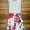 Floral Lace Open Back Romper White Size M Photo 0